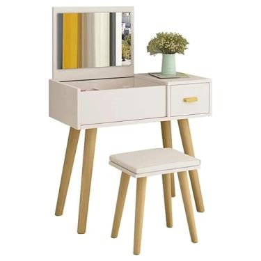 Imagem de Espreguiçadeira, penteadeira linda penteadeira chique com espelho flip moderno conjunto de mesa grande capacidade de armazenamento design elegante casa