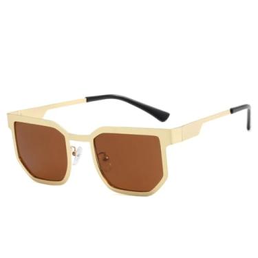 Imagem de Óculos de sol punk metal fashion masculino e feminino, óculos para esportes ao ar livre, viagem, dirigir, pesca, UV400 (chá dourado)