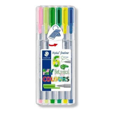 Imagem de Caneta Triplus Fineliner Staedtler Botanical 6 Cores