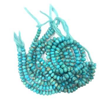 Imagem de Lady Works Fio de pedra natural Arizona Turquesa de 33 cm, contas facetadas Rondelle de 6 mm para fazer joias DIY | Beads_03891
