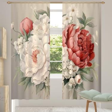 Imagem de 2 conjuntos de painéis de flores vintage lindas cortinas transparentes arejadas com filtro leve painéis de cortina leve cortina de porta para janela para sala de estar, quarto, jantar, 84 polegadas de