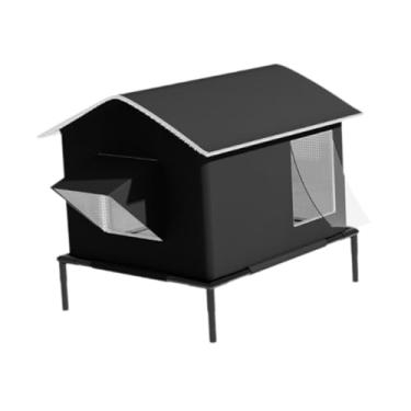 Imagem de Gralara Casa de gato ao ar livre de tenda fechada, porta de gato quente à prova de vento elevada para parque do lado de fora da garagem