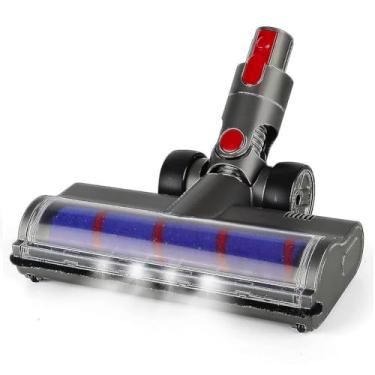Imagem de Escova Turbo Motorizada Elétrica para de Rolo Macio com Luz LED Aspirador Multifuncional Pisos Duros Silenciosa e Potente Flexível 180 Giratória Rodas Grandes Compatível as Séries V7 V8 V10 V11 V15
