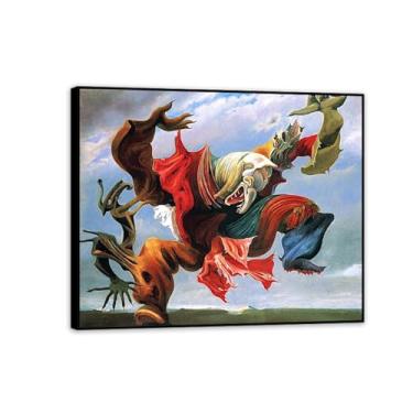 Imagem de Pôster Max Ernst L'Ange du foyer Reproduções de pinturas famosas Surrealismo Arte de parede Tela Max Ernst Decoração de parede para presentes de sala de estar 90 x 70 cm (91.4x71.1 cm) moldura preta