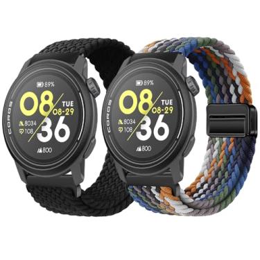 Imagem de Harikiri Pacote com 2 pulseiras magnéticas de tecido compatíveis com COROS PACE 3/APEX 2 PRO/APEX PRO/APEX de 46 mm, respirável, ajustável, (multicolorido), 22 mm, Amazonita
