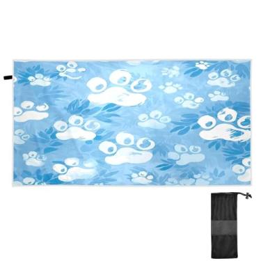 Imagem de ATTX Toalha de praia com estampa de pata de cachorro 79 x 188 cm - Cobertor de microfibra leve de secagem rápida e resistente à areia para piscina, ioga, academia e viagens | Esportes de banho de