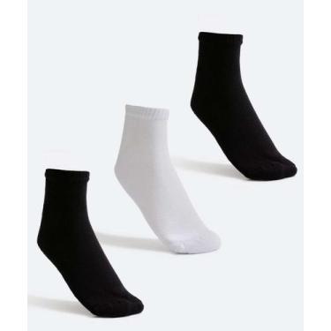 Imagem de Kit 3 Pares Meias Cano Curto Masculina Esportivas MR-66539, Branco, Pr