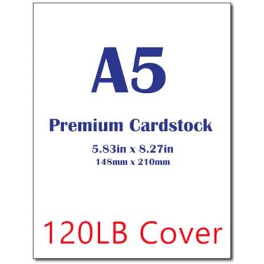 Imagem de Cartolina branca pesada A5 (14,8 cm x 18,5 cm) - Capa grossa de 54 kg (325 gsm) - 40 folhas