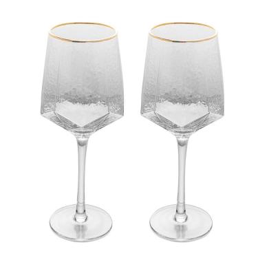 Imagem de Cj 2 Taças de Cristal P/Vinho C/Fio de Ouro Taj 600ml Wolff