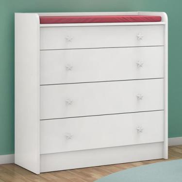 Imagem de Cômoda Infantil Doce Sonho 4 Gavetas com Trocador Branco - Qmovi, 29,2