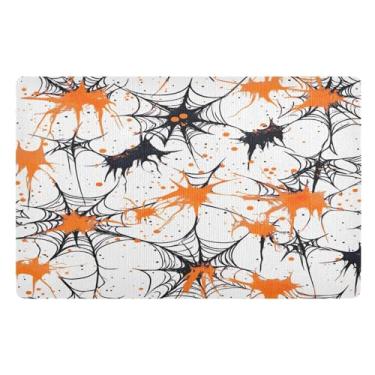 Imagem de STAYTOP Tapete de porta Happy Halloween para entrada externa 81 x 50 cm, tapete de boas-vindas ao ar livre/interno, tapetes de banho fofos, capacho frontal antiderrapante para entrada, pátio, áreas de