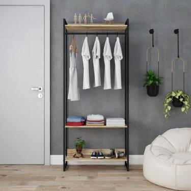 Imagem de Estante Closet Arara Industrial 3 Prateleiras 187x80cm Dynamica Yescas