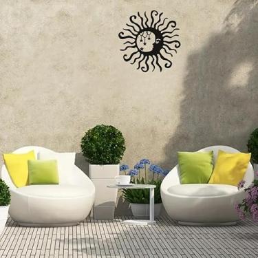 Imagem de Yuhao Metal preto café cozinha sol e lua flor ampulheta figura abstrata decoração de parede, design de silhueta moderna, decoração interna pendurada para sala de estar, banheiro, quarto, sala de