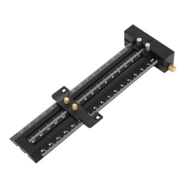 Imagem de aqxreight Régua Quadrada T Metal Liga de Alumínio Agulha Dupla Desenho de Linha para Carpintaria Paralelo Vertical Rabisco 16cm Verde Fixo e Agulha a Bloco Simples Inserção de Limite Ajustável (Preto)