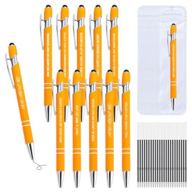 Imagem de 30 canetas sarcásticas engraçadas - conjunto de 10 canetas esferográficas com refis e bolsas, caneta divertida com frases sarcásticas, ponta stylus - caneta desmotivacional para adultos, colega de