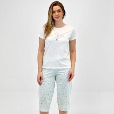 Imagem de Pijama Malwee Manga Curta com Capri Estampada Feminina-Feminino