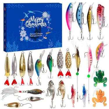 Imagem de Calendário do Advento de Pesca 2025, 24 Dias de Natal Conjunto de Iscas de Pesca para Homens Adultos Meninos Adolescentes, Calendário do Advento de Natal 2025, Presentes Surpresa