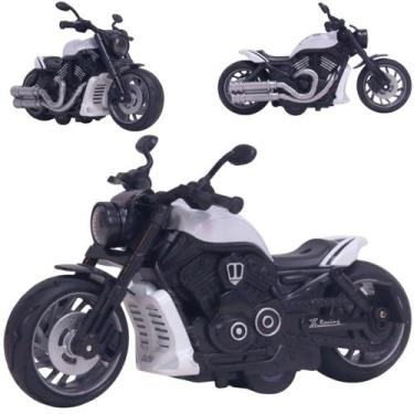 Imagem de Moto Miniatura de Metal Pull Back Luz e Som 1:12 Branca - Castela