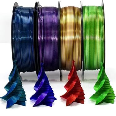 Imagem de Stronghero3D Pacote de filamentos PLA de seda, filamento PLA de 1,75 mm, pacote de duas cores, vermelho, amarelo, verde, azul, roxo, filamento de impressora 3D com várias mudanças de cor para a