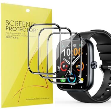 Imagem de Lamshaw Protetor de tela compatível com MFVLP Smart Watch, [pacote com 3] Película protetora de tela macia PET de cobertura total 3D compatível com smartwatch MFVLP D16 de 1,8 polegadas (pacote com 3)