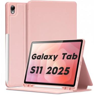 Imagem de Capa fina para Galaxy Tab S11 2025 de 11 polegadas, capa fólio com suporte multiângulo compatível com Samsung Tab S11 5G SM-X730/SM-X736B Urtra Shell com suporte para caneta S e parte traseira de TPU