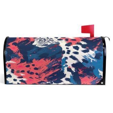 Imagem de TSENQUE Capas decorativas para caixa de correio de vinil magnético envoltórios de caixa de correio de inverno decorações modernas modernas impressão de leopardo abstrato tamanho padrão 52,6 x 45,8 cm