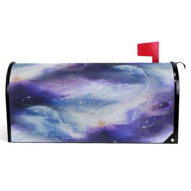 Imagem de TSENQUE Aesthetic Galaxy Dream Purple Decorative Mailbox Magnetic Covers Spring Mail Box Wraps Vinyl Farmhouse Mailbox Decorações Outdoor Tamanho padrão 52,6 x 45,8 cm