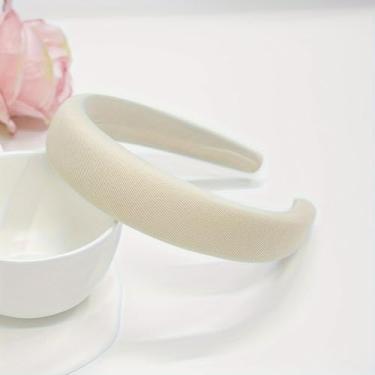 Imagem de 1 faixa de cabeça acolchoada para mulheres, faixa de cabeça de esponja vintage e inchada, acessórios de cabelo para meninas