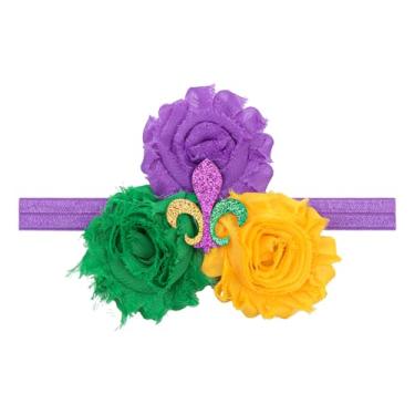 Imagem de Lanmerry Faixa de cabeça de carnaval para meninas, acessórios de carnaval para crianças, roxas, roupas de carnaval, roupas de carnaval, faixa de cabelo floral com glitter