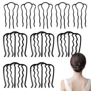 Imagem de Clipe feminino moderno em forma de U, pente de ferramenta de cabelo simples, fácil de usar e transportar, adequado para uso diário (preto, 10)