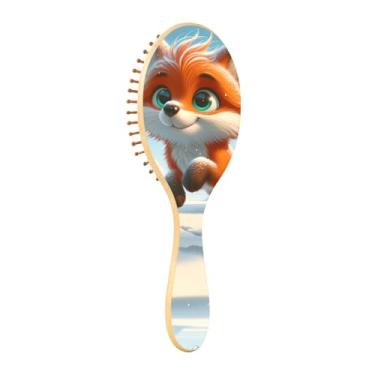 Imagem de Pente de cabelo Playful Fox Snow Blue com almofada de borracha, escova massageadora para couro cabeludo, escova de massagem capilar