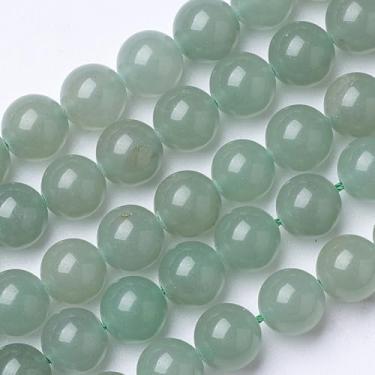 Imagem de Cerca de 45 peças de contas de aventurina verdes sintéticas redondas, contas soltas de pedra preciosa verde do mar escuro de 8 mm para fazer joias para brincos de colar de pulseira DIY, orifício: 1 mm