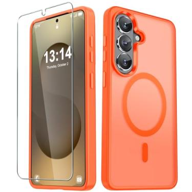 Imagem de YENAPOON Capa para Samsung Galaxy S26+ Plus, capa magnética fosca [atualizada em 2026] com 1 protetor de tela, suporte para MagSafe, proteção militar à prova de choque, traseira fosca translúcida