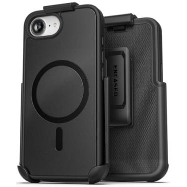 Imagem de Encased Capa SlimShield para iPhone 16e com clipe de cinto com coldre para celular (compatível com MagSafe) preto fosco