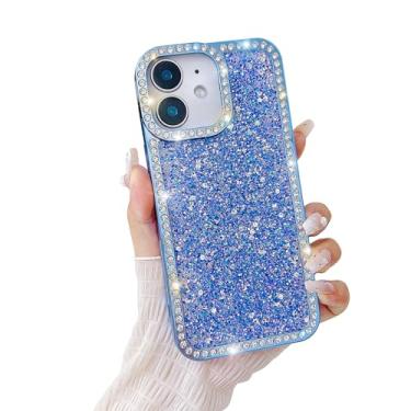 Imagem de Capa Svaove para iPhone 16e com purpurina, capa de telefone brilhante de luxo com diamantes de cristal brilhante strass para mulheres e meninas, capa protetora de plástico rígido à prova de choque TPU