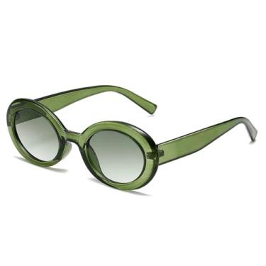 Imagem de Óculos de Sol UV400 - Formato Oval em Gelatina, Cor Verde Chá Claro Degradê, para Homens e Mulheres, Ideal para Esportes ao Ar Livre, Corrida e Ciclismo, na Cor Verde Oliva.
