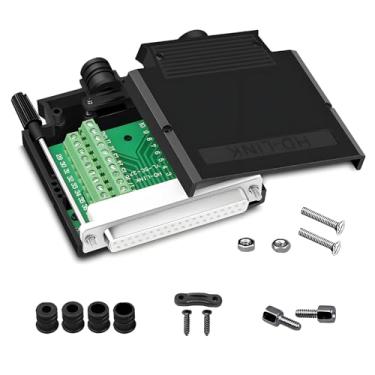 Imagem de Willwewon Conector adaptador fêmea serial sem solda DB37 mais fino, RS232 D-SUB para placa de breakout de terminal de porta de 37 pinos com caixa de parafusos longos tubo de cauda