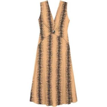 Imagem de Vestido Longo Estampado Com Decote Em V E Enfeite-Feminino