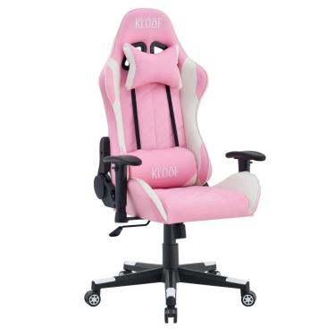 Imagem de Cadeira Giratória Gamer Reclinável Kl3 Branco E Rosa
