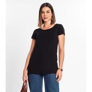 Imagem de Blusa Básica Alongada Feminina Rovitex Preto, G, Preto