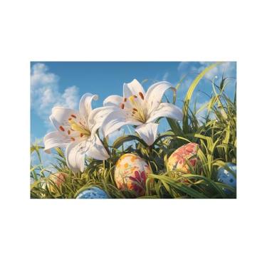 Imagem de Tapete de entrada de 2 x 3 m de lírio branco, floral, tapete de área interna, lavável, antiderrapante, para corredor, cozinha, banheiro, lavanderia