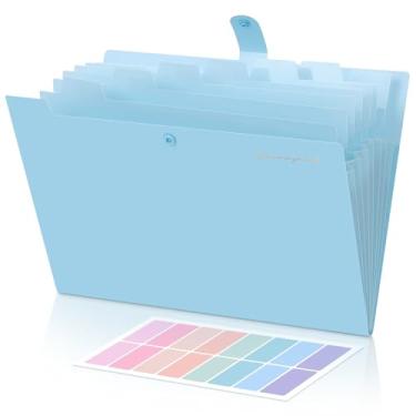 Imagem de SKYDUE Pasta de arquivo expansível com 5 bolsos, organizador de arquivos sanfonados, organizador portátil de documentos de recibos, pasta de arquivamento tamanho carta material de escritório escolar
