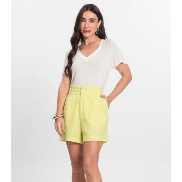 Imagem de Shorts de Linho Feminino Endless Verde, 40, Verde