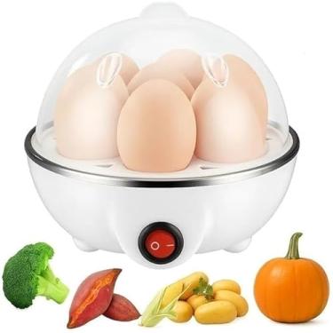 Imagem de Cozedor de Ovos Elétrico, 7 Ovos, Cozimento a Vapor, Desligamento Automático, 350W, 16x19x16cm, Portátil, com Copo Dosador, Branco, 110V/220V (110V)