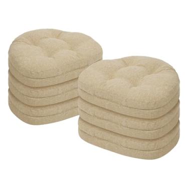 Imagem de baibu Conjunto de 6 almofadas para cadeira de jantar, almofadas de assento Windsor de espuma viscoelástica com design patenteado de camada dupla, almofadas para cadeira de cozinha com laços e capa