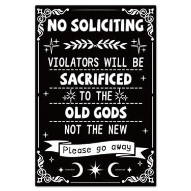 Imagem de GLOBLELAND Placa de metal "No Soliciting" 20 x 30 cm aviso engraçado pintura vintage placas de estanho cartaz placa para casa, escritório, porta, oficina, varanda, entrada, entrada, corredor