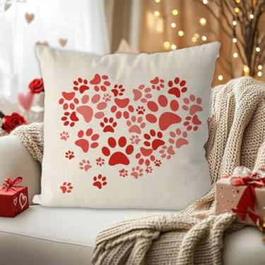Imagem de Capas de almofada para o dia dos namorados, 45,7 x 45,7 cm, coração, patas, sofá, fronha, decoração de casa, casamento, aniversário, decoração de férias