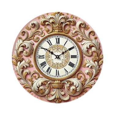 Imagem de Relógio De Parede Em Disco De Madeira Rosa Estilo Teclado Para Decoraç