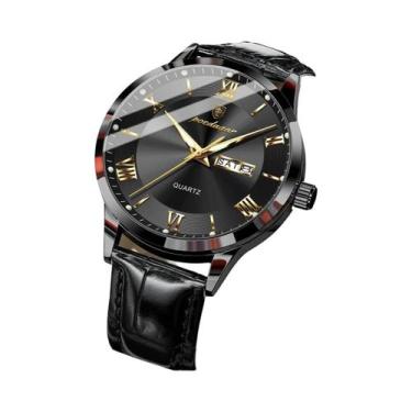 Imagem de Relógio De Quartzo Masculino À Prova d'Água Com Luz Noturna Em Couro P