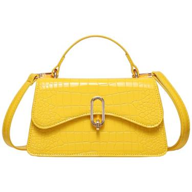Imagem de XMLIZHIGU Mini bolsa transversal feminina clássica com fecho de fecho, bolsa de ombro pequena, bolsa elegante para noite, Nº 8, amarelo, Mini bolsa transversal